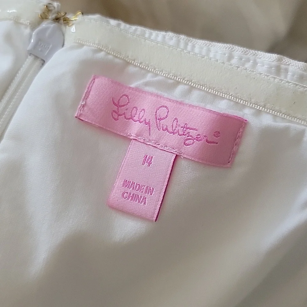 NWT Lilly Pulitzer Blossom Strapless Dress Resort White Wrapping Stripe Silk 14 - Picture 11 of 16